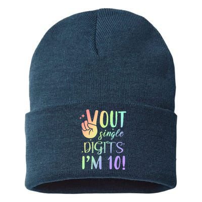 Peace Out Single Digits I'm 10 Birthday Gift Sustainable Knit Beanie