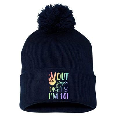 Peace Out Single Digits I'm 10 Birthday Gift Pom Pom 12in Knit Beanie