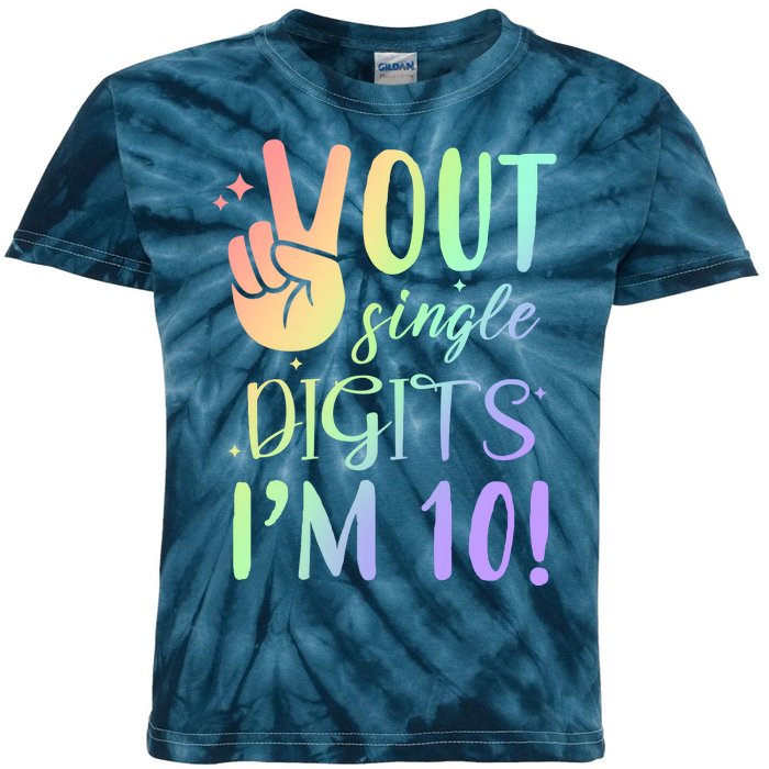 Peace Out Single Digits I'm 10 Birthday Gift Kids Tie-Dye T-Shirt