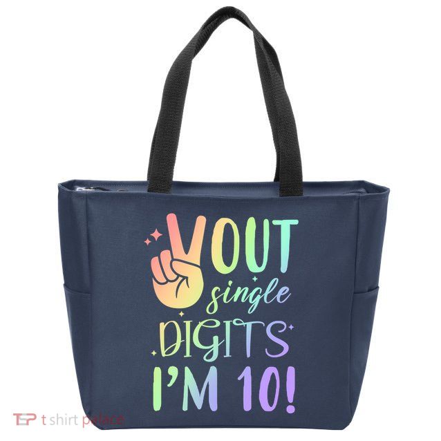 Peace Out Single Digits I'm 10 Birthday Gift Zip Tote Bag