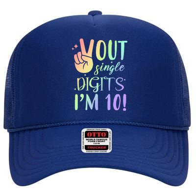 Peace Out Single Digits I'm 10 Birthday Gift High Crown Mesh Back Trucker Hat