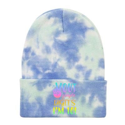 Peace Out Single Digits I'm 10 Birthday Gift Tie Dye 12in Knit Beanie