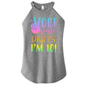 Peace Out Single Digits I'm 10 Birthday Gift Women's Perfect Tri Rocker Tank