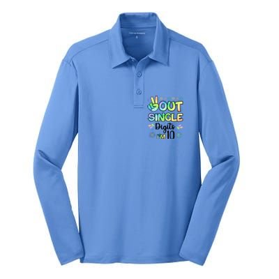 Peace Out Single Digits I'm 10 Cute Gift Silk Touch Performance Long Sleeve Polo