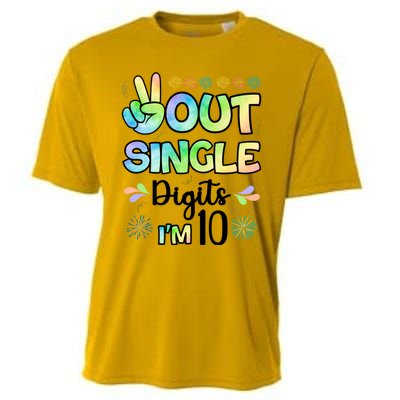 Peace Out Single Digits I'm 10 Cute Gift Cooling Performance Crew T-Shirt