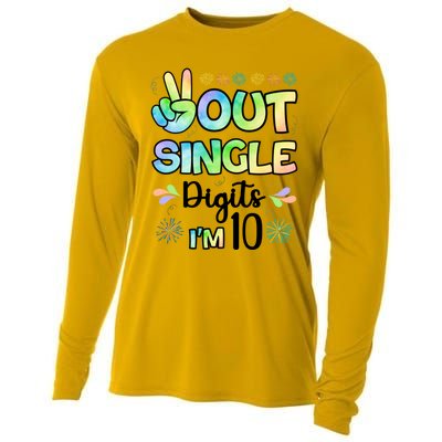 Peace Out Single Digits I'm 10 Cute Gift Cooling Performance Long Sleeve Crew