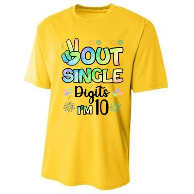 Peace Out Single Digits I'm 10 Cute Gift Performance Sprint T-Shirt