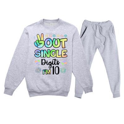 Peace Out Single Digits I'm 10 Cute Gift Premium Crewneck Sweatsuit Set