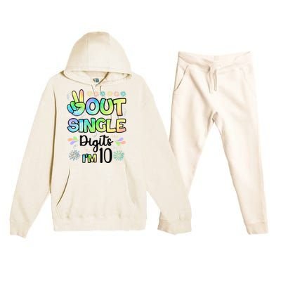 Peace Out Single Digits I'm 10 Cute Gift Premium Hooded Sweatsuit Set