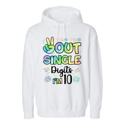 Peace Out Single Digits I'm 10 Cute Gift Garment-Dyed Fleece Hoodie