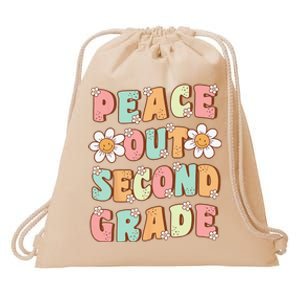 Peace Out Second Grade Groovy Last Day of 2nd Grade Drawstring Bag