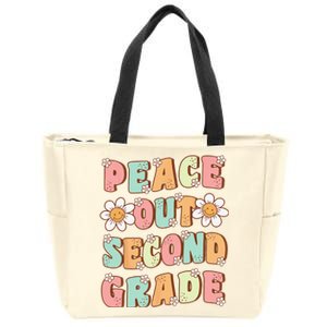 Peace Out Second Grade Groovy Last Day of 2nd Grade Zip Tote Bag