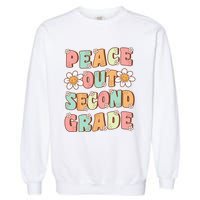 Peace Out Second Grade Groovy Last Day of 2nd Grade Garment-Dyed Sweatshirt