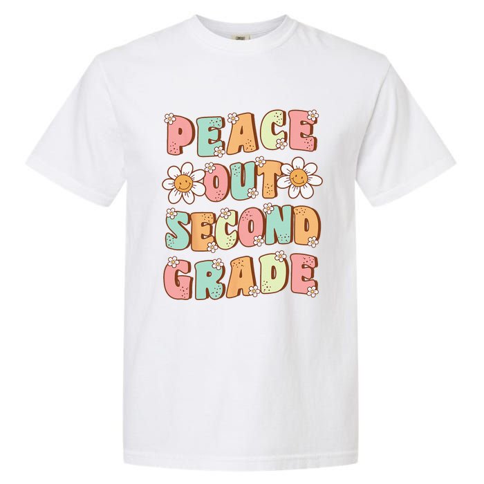 Peace Out Second Grade Groovy Last Day of 2nd Grade Garment-Dyed Heavyweight T-Shirt