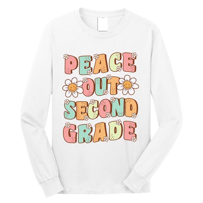 Peace Out Second Grade Groovy Last Day of 2nd Grade Long Sleeve Shirt