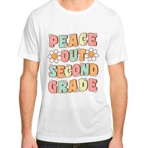 Peace Out Second Grade Groovy Last Day of 2nd Grade Adult ChromaSoft Performance T-Shirt