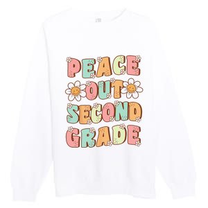 Peace Out Second Grade Groovy Last Day of 2nd Grade Premium Crewneck Sweatshirt