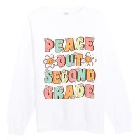 Peace Out Second Grade Groovy Last Day of 2nd Grade Premium Crewneck Sweatshirt