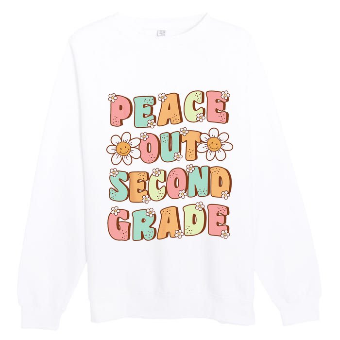 Peace Out Second Grade Groovy Last Day of 2nd Grade Premium Crewneck Sweatshirt