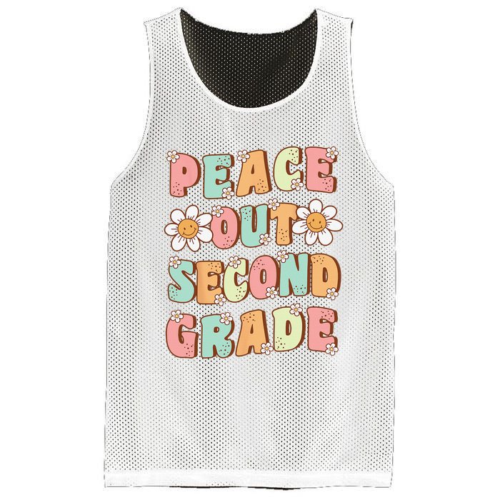 Peace Out Second Grade Groovy Last Day of 2nd Grade Mesh Reversible Basketball Jersey Tank