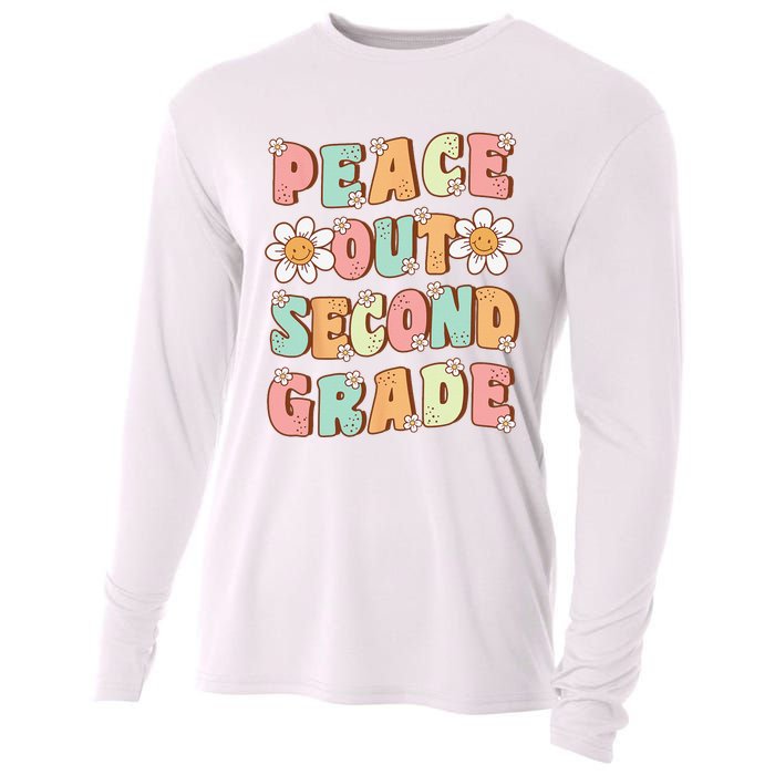 Peace Out Second Grade Groovy Last Day of 2nd Grade Cooling Performance Long Sleeve Crew