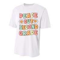 Peace Out Second Grade Groovy Last Day of 2nd Grade Performance Sprint T-Shirt