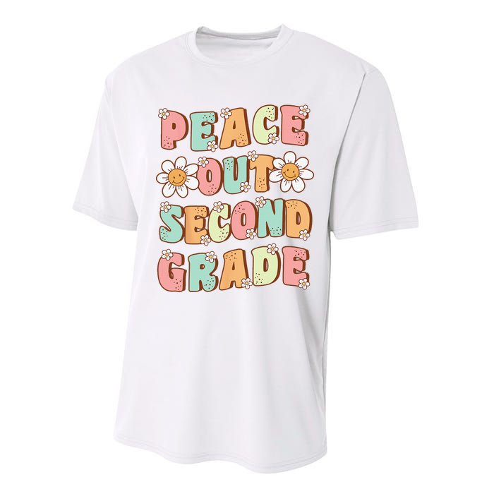 Peace Out Second Grade Groovy Last Day of 2nd Grade Performance Sprint T-Shirt