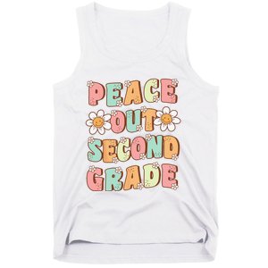 Peace Out Second Grade Groovy Last Day of 2nd Grade Tank Top