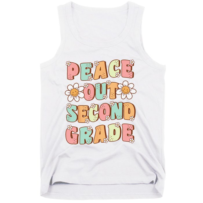 Peace Out Second Grade Groovy Last Day of 2nd Grade Tank Top