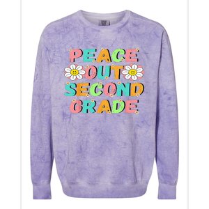 Peace Out Second Grade Cute Groovy Last Day Of 2Nd Grade Colorblast Crewneck Sweatshirt