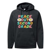 Peace Out Second Grade Cute Groovy Last Day Of 2Nd Grade Performance Fleece Hoodie