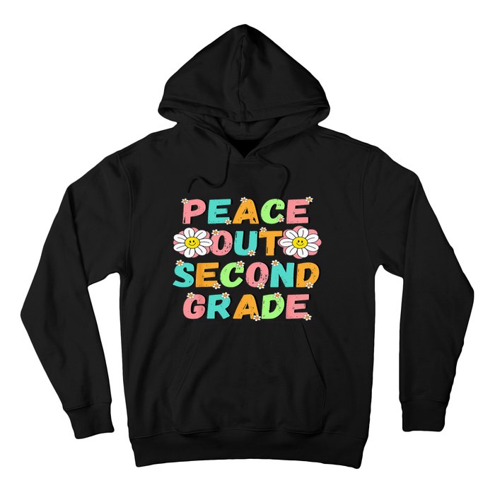 Peace Out Second Grade Cute Groovy Last Day Of 2Nd Grade Hoodie