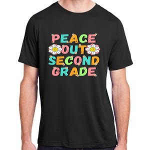 Peace Out Second Grade Cute Groovy Last Day Of 2Nd Grade Adult ChromaSoft Performance T-Shirt