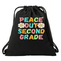 Peace Out Second Grade Cute Groovy Last Day Of 2Nd Grade Drawstring Bag