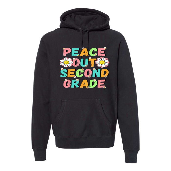 Peace Out Second Grade Cute Groovy Last Day Of 2Nd Grade Premium Hoodie