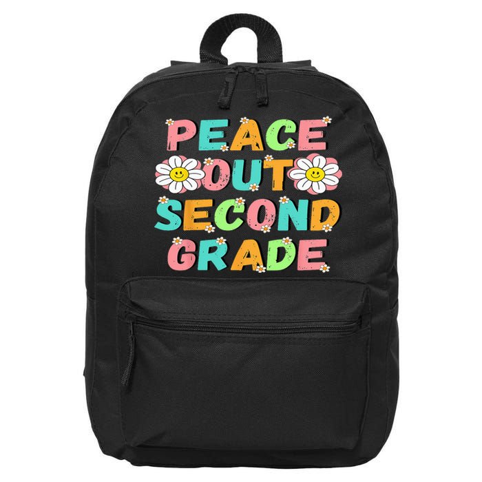 Peace Out Second Grade Cute Groovy Last Day Of 2Nd Grade 16 in Basic Backpack