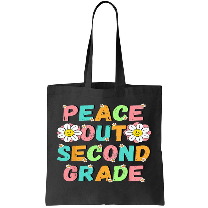 Peace Out Second Grade Cute Groovy Last Day Of 2Nd Grade Tote Bag