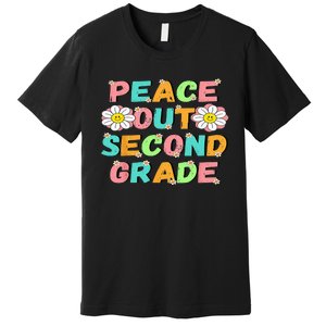 Peace Out Second Grade Cute Groovy Last Day Of 2Nd Grade Premium T-Shirt