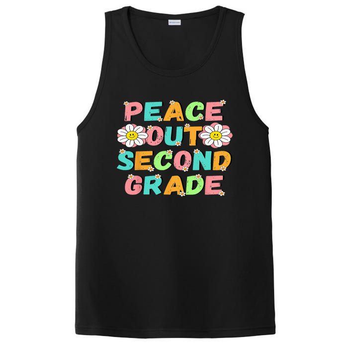 Peace Out Second Grade Cute Groovy Last Day Of 2Nd Grade PosiCharge Competitor Tank