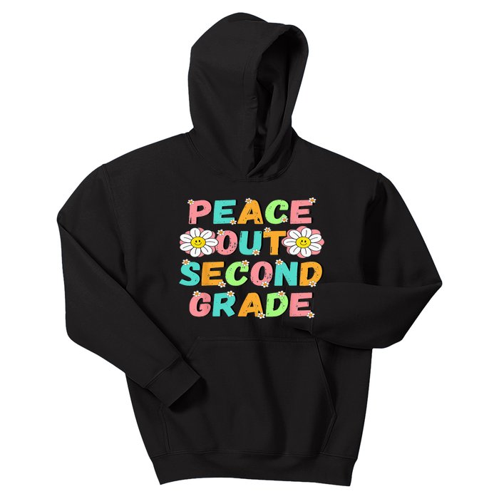 Peace Out Second Grade Cute Groovy Last Day Of 2Nd Grade Kids Hoodie