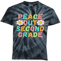 Peace Out Second Grade Cute Groovy Last Day Of 2Nd Grade Kids Tie-Dye T-Shirt