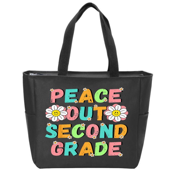 Peace Out Second Grade Cute Groovy Last Day Of 2Nd Grade Zip Tote Bag