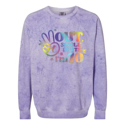 Peace Out Single Digits Im 10 Year Old 10th Birthday Girl Colorblast Crewneck Sweatshirt