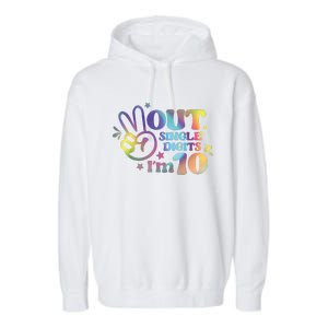 Peace Out Single Digits Im 10 Year Old 10th Birthday Girl Garment-Dyed Fleece Hoodie