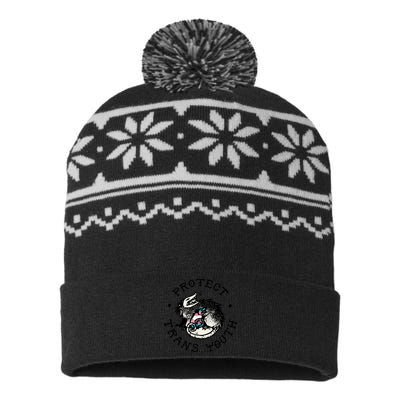 Protecttrans Opossum Support Lgbt Pride USA-Made Snowflake Beanie