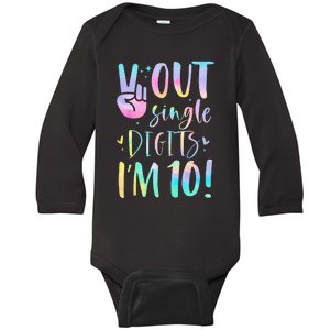 Peace Out Single Digits Im 10 Year Old 10th Birthday Girl Baby Long Sleeve Bodysuit