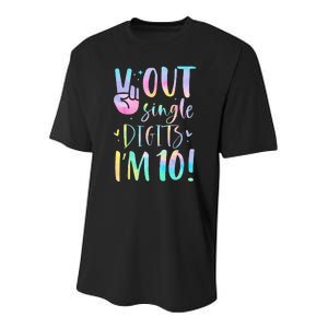 Peace Out Single Digits Im 10 Year Old 10th Birthday Girl Youth Performance Sprint T-Shirt