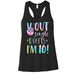 Peace Out Single Digits Im 10 Year Old 10th Birthday Girl Women's Racerback Tank