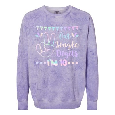 Peace Out Single Digits I'm 10 Gift Colorblast Crewneck Sweatshirt