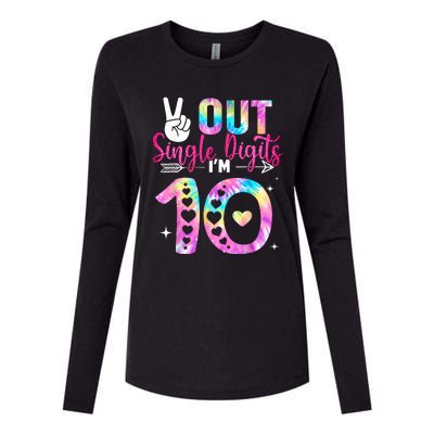 Peace Out Single Digits Im 10 Digits Tie Dye Birthday Girls Womens Cotton Relaxed Long Sleeve T-Shirt